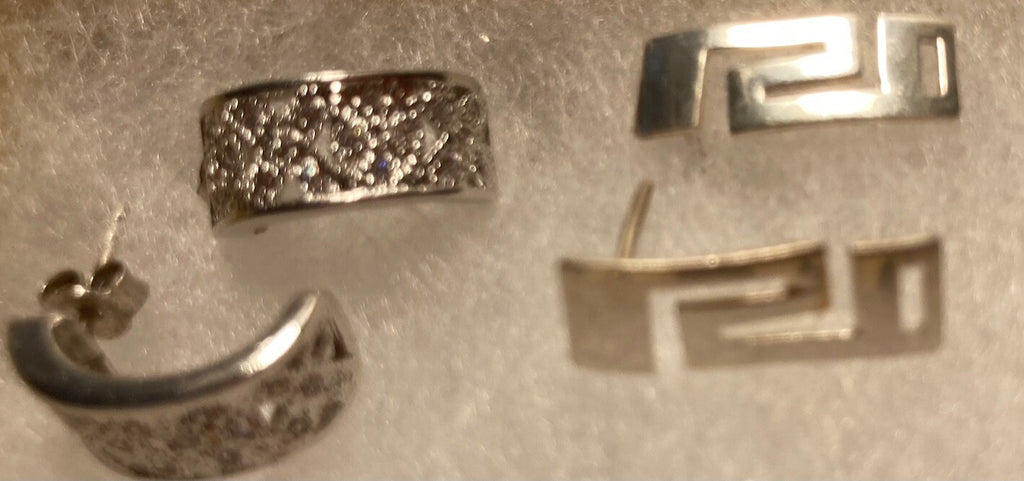 Vintage Lot of 5 Sterling Silver Earring Sets, Nice Designs, Studs, Quality, Jewelry, 0664