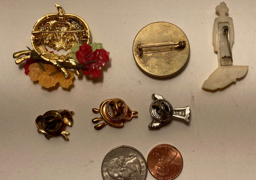 Vintage Lot of 6 Nice Metal Pins, Pumpkin, Art, Jewelry, Accessories, Fashion, Nice Designs, Heavy Duty, Quality, Fashion