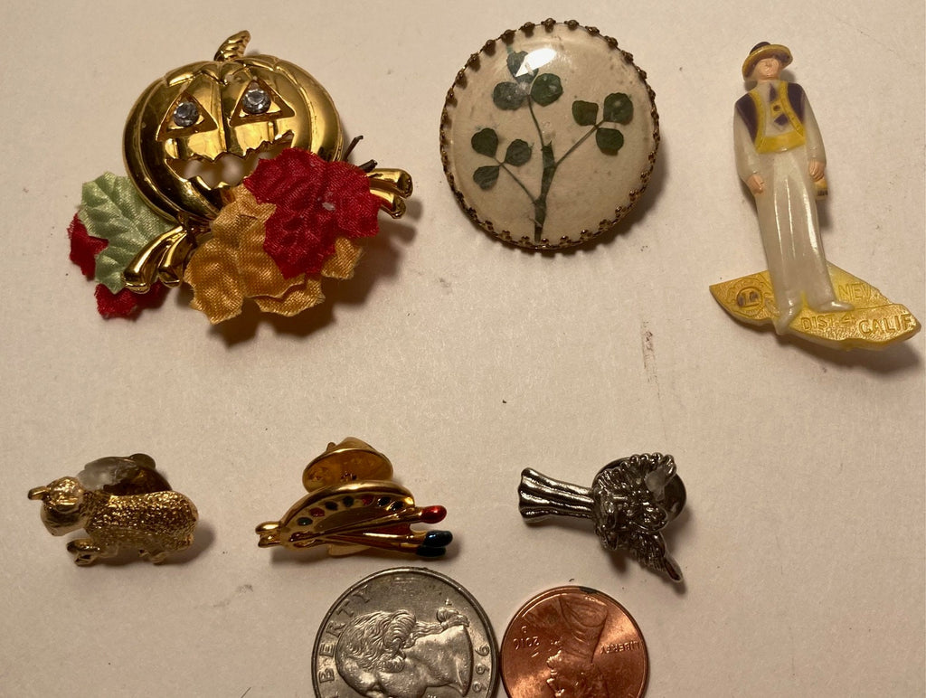 Vintage Lot of 6 Nice Metal Pins, Pumpkin, Art, Jewelry, Accessories, Fashion, Nice Designs, Heavy Duty, Quality, Fashion