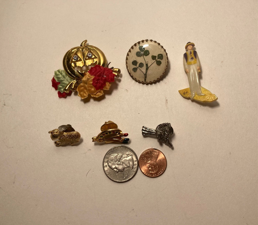 Vintage Lot of 6 Nice Metal Pins, Pumpkin, Art, Jewelry, Accessories, Fashion, Nice Designs, Heavy Duty, Quality, Fashion