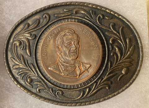 Vintage Metal Belt Buckle, Nice John Wayne American, Nice Cowboy Design, Nice Western Design, 3" x 2 1/4", Quality, Heavy Duty, Made in USA