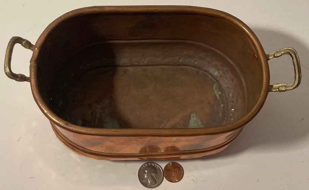 Vintage Metal Copper and Brass Planter, Plants, Flowers, 9" x 4", Quality, Home Decor, Table Display, Shelf Display