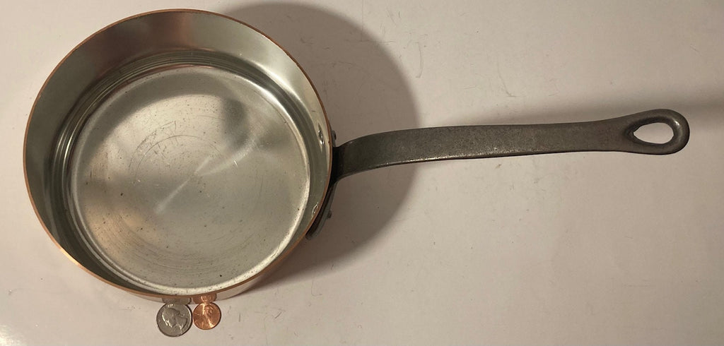 Vintage Metal Copper Cooking Pot, Made in France, Quality, Heavy Duty, Cooking, Hanging Display, Kitchen Decor, 15" Long and 7" Pan Size