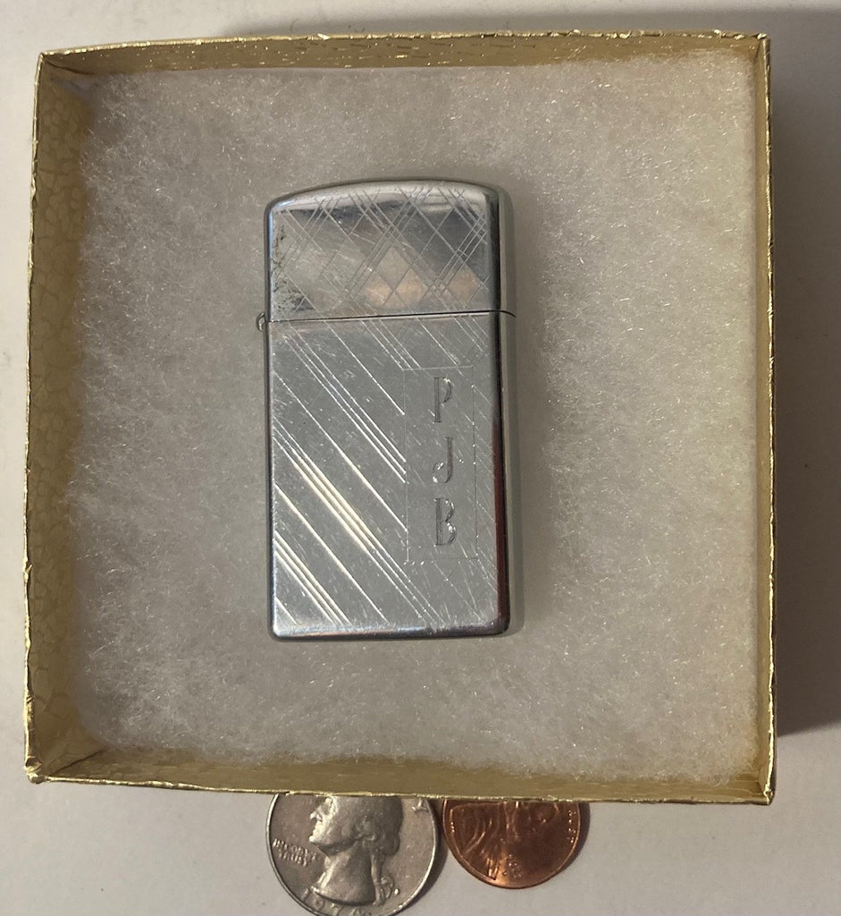 Vintage Metal Zippo Lighter, PJB, Slim Design, Zippo, Made in USA, Cigarettes, More