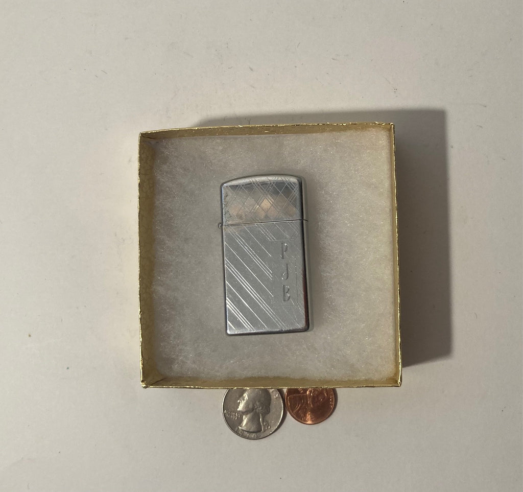 Vintage Metal Zippo Lighter, PJB, Slim Design, Zippo, Made in USA, Cigarettes, More