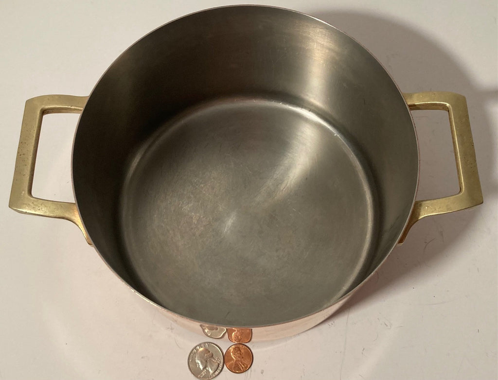 Vintage Metal Copper and Brass Cooking Stock Pot, Pan, Made in USA, Paul Revere, Quality, Heavy Duty, Cooking, Hanging Display