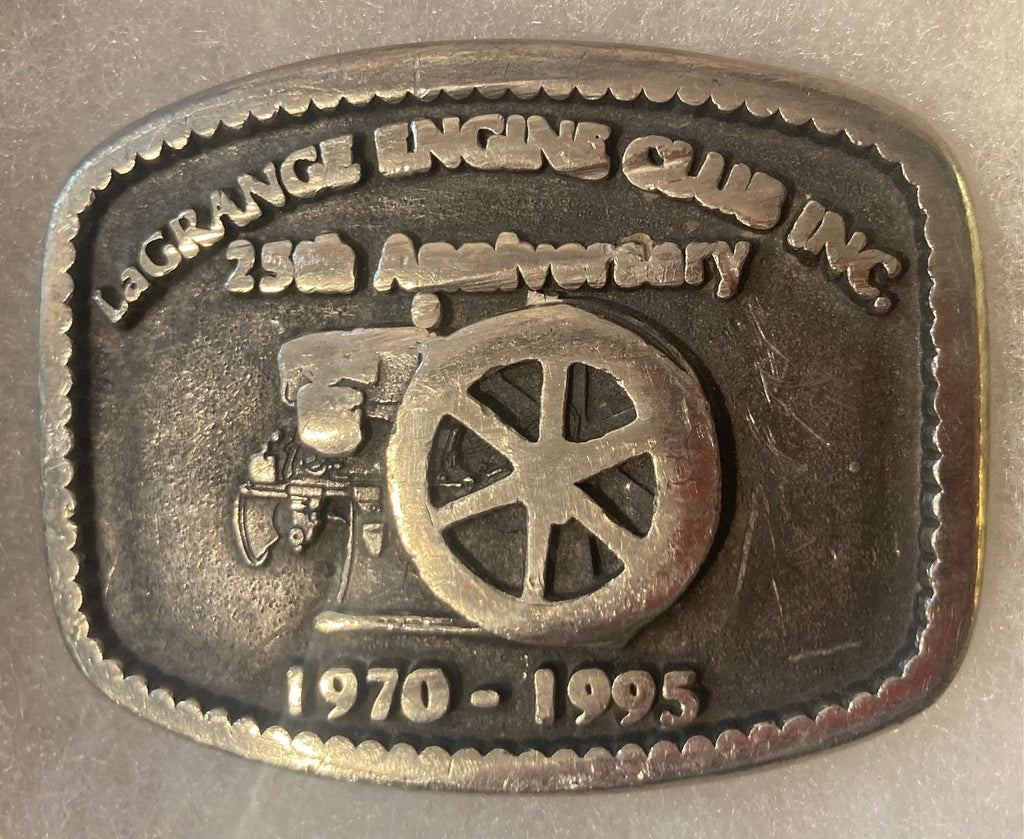 Vintage 1995 Metal Belt Buckle, LaGrange Engine Club, Nice Western Design, 3" x 2 1/4", Heavy Duty, Quality, Thick Metal, Made in USA