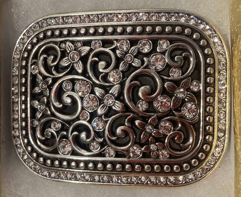 Vintage Metal Belt Buckle, Nice Sparkly Stones Design, Nice Western Design, 3 1/4" x 2 1/2", Heavy Duty, Quality, Thick Metal, Made in USA