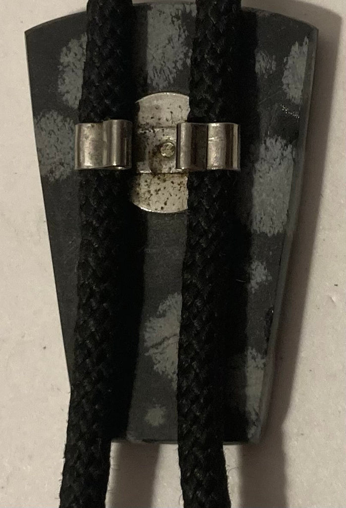 Vintage Metal Bolo Tie, Nice Black and White Stone Design, Nice Western Design, 2" x 1 1/4", Quality, Heavy Duty, Made in USA, Country