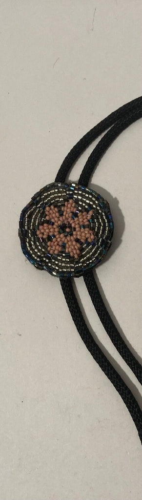 Vintage Metal Bolo Tie, Nice Pink and Black Design, Nice Western Design, 1 3/4" x 1 3/4", Quality, Heavy Duty, Made in USA, Country