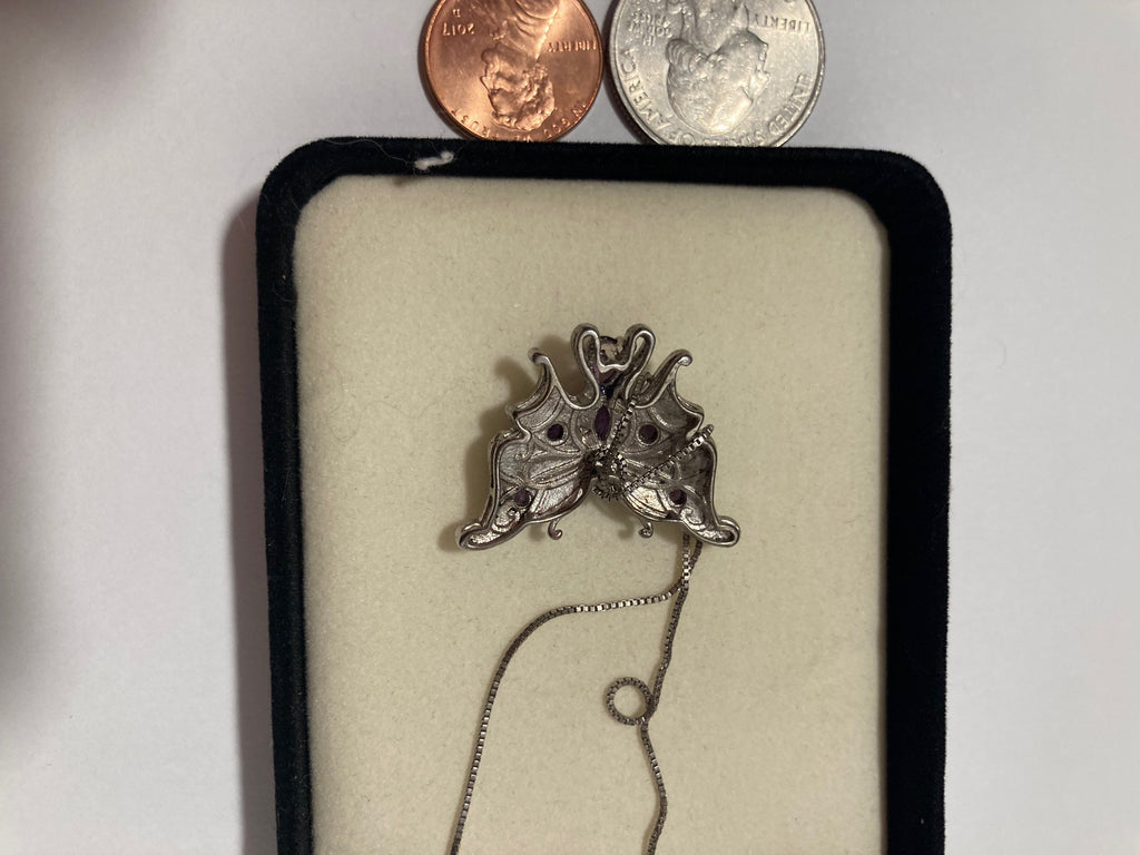 Vintage Sterling Silver Necklace, Nice Butterfly with Beautiful Purple Stones, Very Nice Unique Design, Kay Jewelers, Quality, Jewelry