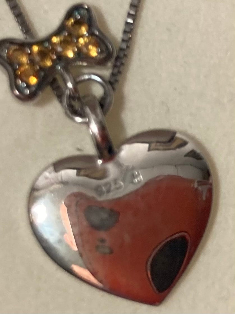 Vintage Sterling Silver Necklace, Nice Heart with Nice Brown Stones in the Bone, Very Nice Unique Design, Kay Jewelers, Quality, Jewelry