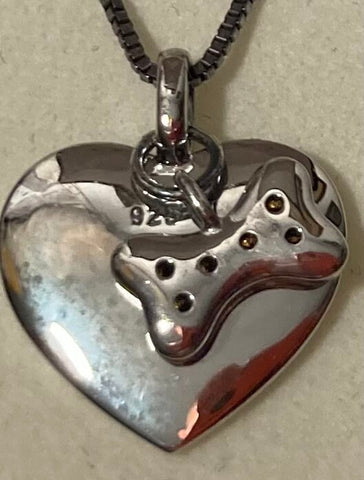 Vintage Sterling Silver Necklace, Nice Heart with Nice Brown Stones in the Bone, Very Nice Unique Design, Kay Jewelers, Quality, Jewelry