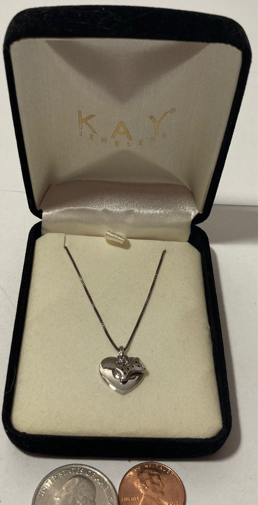 Vintage Sterling Silver Necklace, Nice Heart with Nice Brown Stones in the Bone, Very Nice Unique Design, Kay Jewelers, Quality, Jewelry