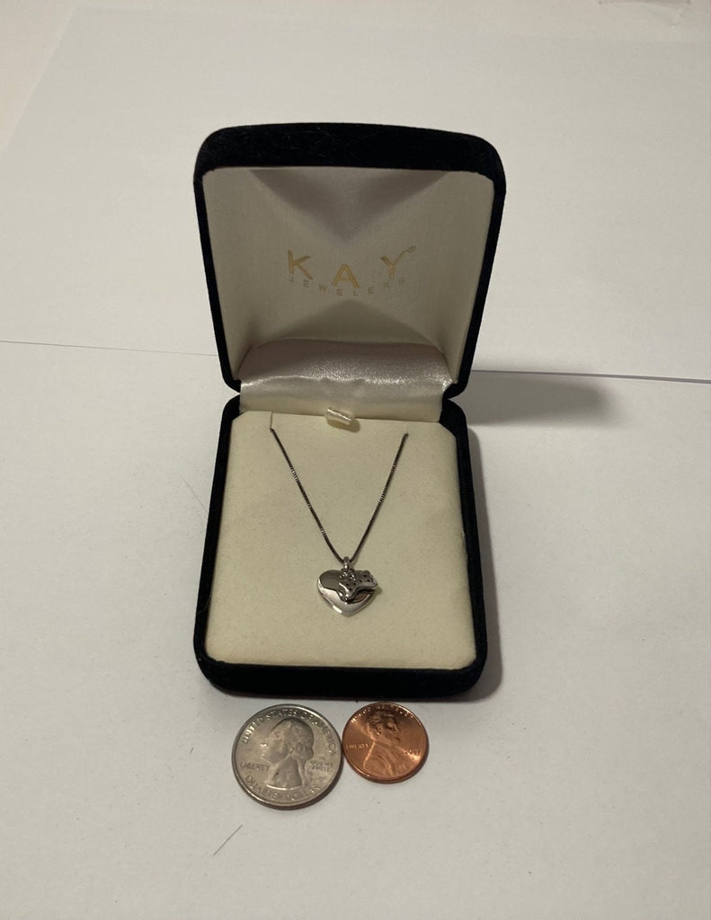 Vintage Sterling Silver Necklace, Nice Heart with Nice Brown Stones in the Bone, Very Nice Unique Design, Kay Jewelers, Quality, Jewelry