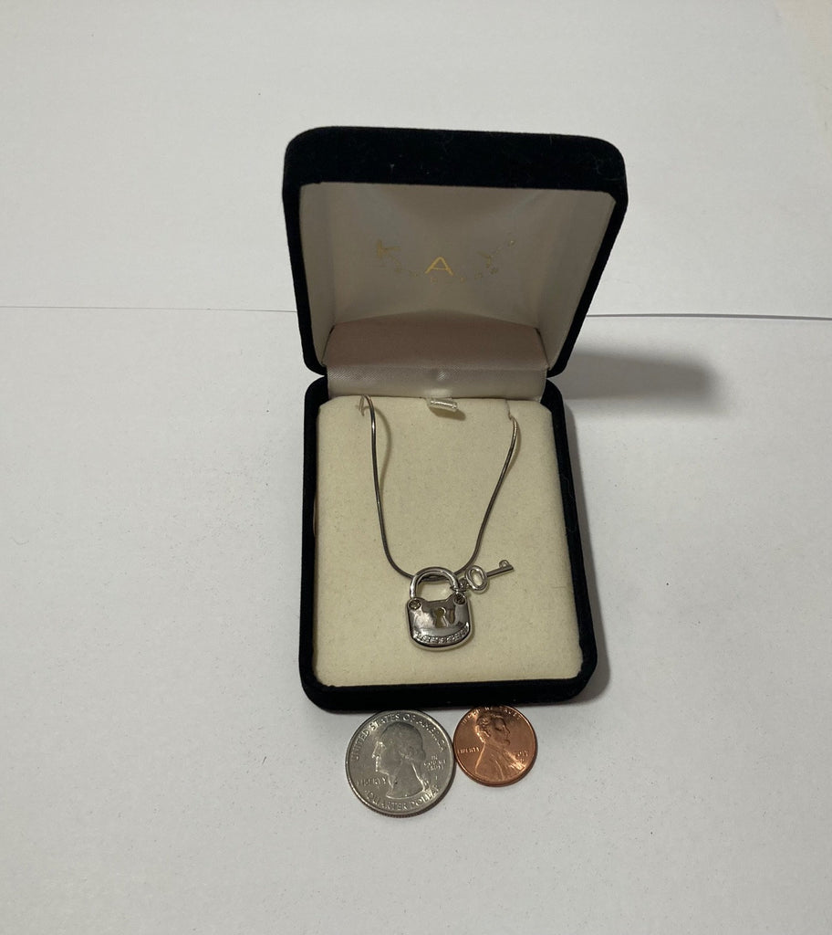 Vintage Sterling Silver Necklace, Nice Pendant with Lock and Key Design, Very Nice Unique Design, Kay Jewelers, Quality, Jewelry, Accessory