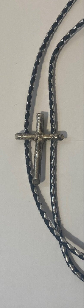 Vintage Metal Bolo Tie, Nice Cross, Crucifix Design, Nice Western Design, 2 1/4" x 1 1/2", Quality, Heavy Duty, Made in USA, Country