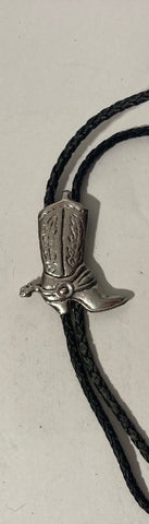 Vintage Metal Bolo Tie, Nice Silver Cowboy Boot Design, Nice Western Design, 2" x 1 3/4", Quality, Heavy Duty, Made in USA, Country
