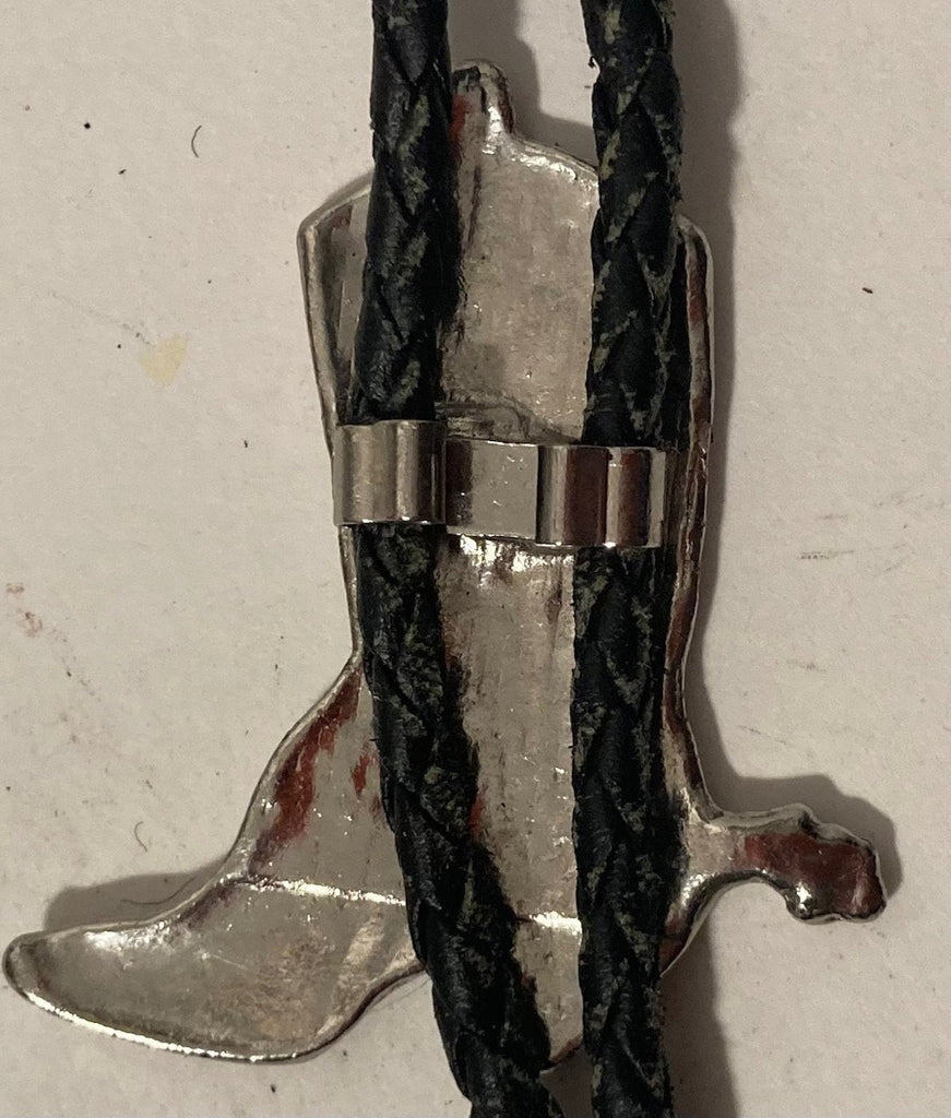 Vintage Metal Bolo Tie, Nice Silver Cowboy Boot Design, Nice Western Design, 2" x 1 3/4", Quality, Heavy Duty, Made in USA, Country