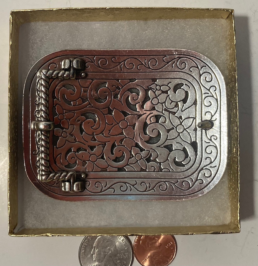 Vintage Metal Belt Buckle, Nice Sparkly Stones Design, Nice Western Design, 3 1/4" x 2 1/2", Heavy Duty, Quality, Thick Metal, Made in USA