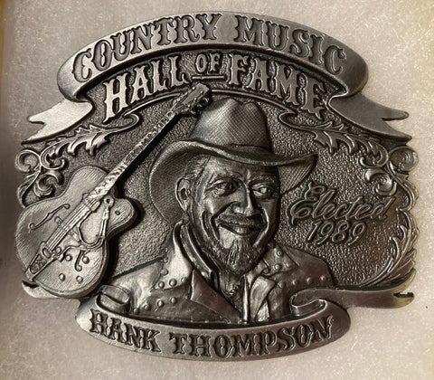Vintage 1995 Metal Belt Buckle, Hank Thompson, Country Music, Hall of Fame, Nice Western Design, 3" x 2 1/2", Heavy Duty, Quality