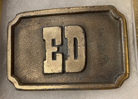 Vintage Metal Belt Buckle, Brass, Ed, Edward, Nice Western Design, 3" x 2", Heavy Duty, Quality, Thick Metal, Made in USA, For Belts
