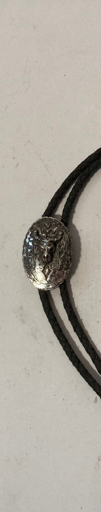 Vintage Metal Bolo Tie, Nice Bull Skull, Cow, Steer, Cattle Design, Nice Western Design, 1 1/2" x 1", Quality, Heavy Duty, Made in USA