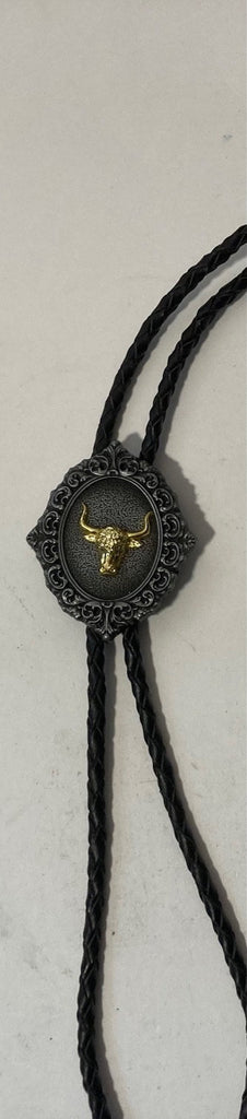 Vintage Metal Bolo Tie, Nice Longhorn Bull, Cow, Steer Design, Nice Western Design, 2" x 1 3/4", Quality, Heavy Duty, Made in USA