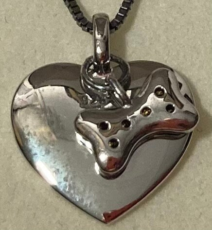 Vintage Sterling Silver Necklace, Nice Heart with Nice Brown Stones in the Bone, Very Nice Unique Design, Kay Jewelers, Quality, Jewelry
