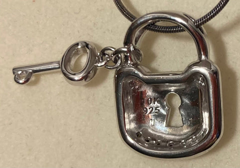 Vintage Sterling Silver Necklace, Nice Pendant with Lock and Key Design, Very Nice Unique Design, Kay Jewelers, Quality, Jewelry, Accessory