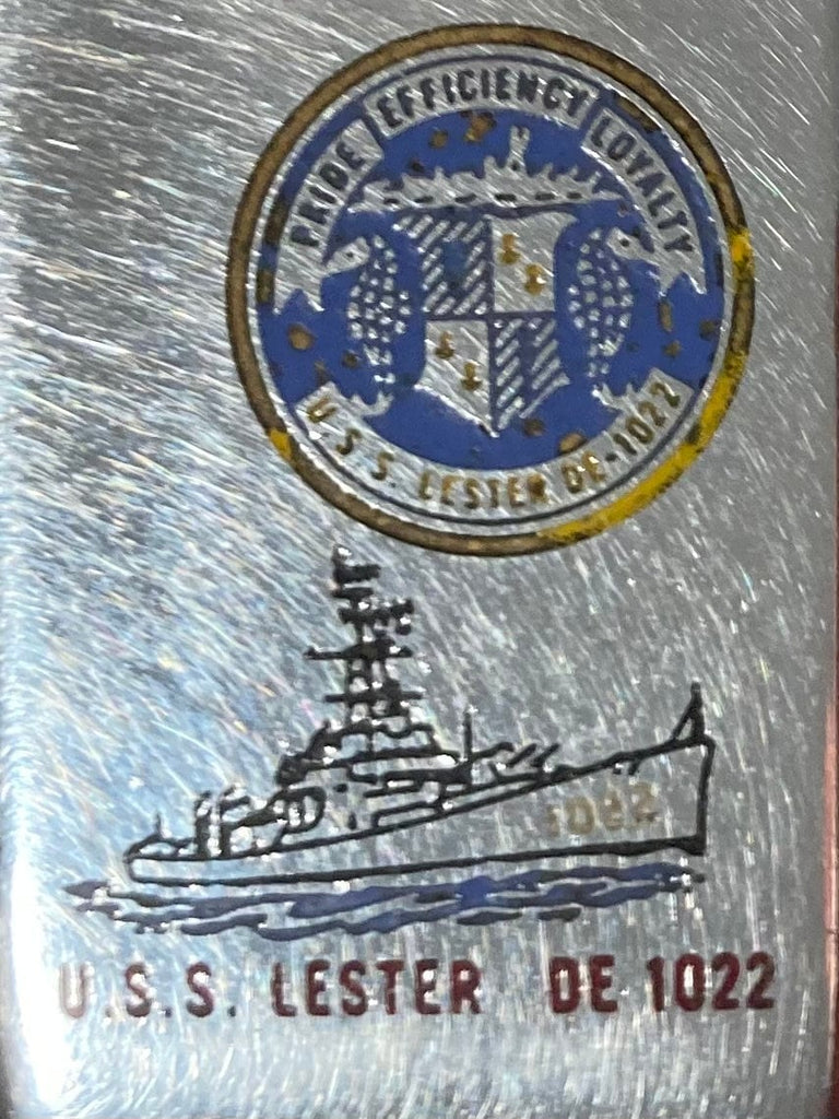 Vintage Metal Zippo, U.S.S. Lester DE-1022, Destroyer, Ship, Navy, Command