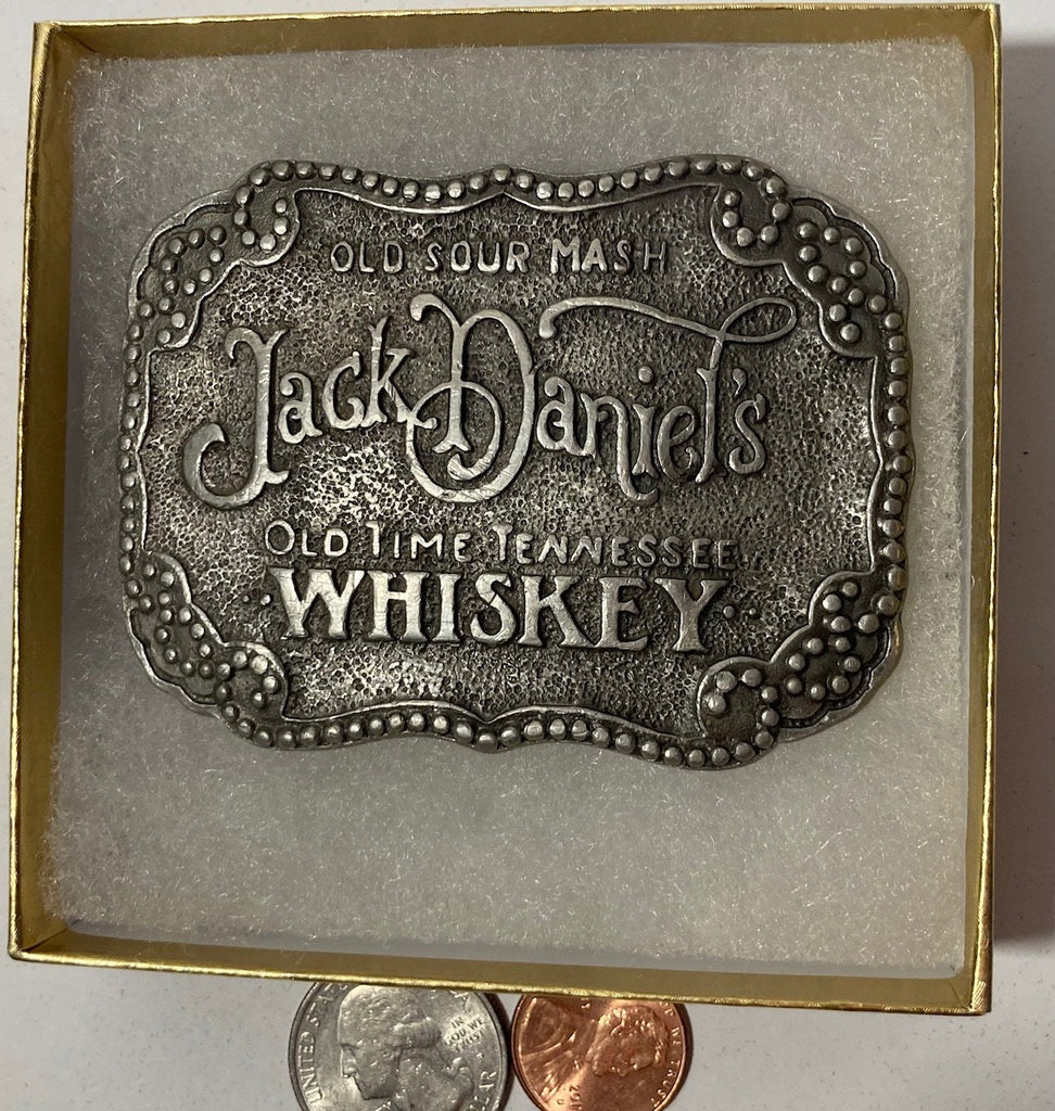 Vintage Metal Belt Buckle, Jack Daniel Distillery, Whiskey, Jack Daniel's, Nice Western Design, 3" x 2 1/4", Heavy Duty, Quality, Thick