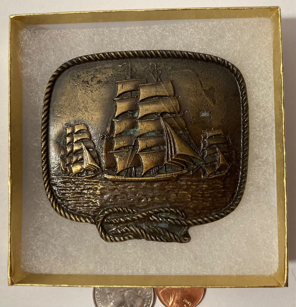 Vintage Metal Belt Buckle, Sailboat, Ship, Boat, Nautical, Nice Western Design, 2 3/4" x 2 1/2", Heavy Duty, Quality, Thick Metal