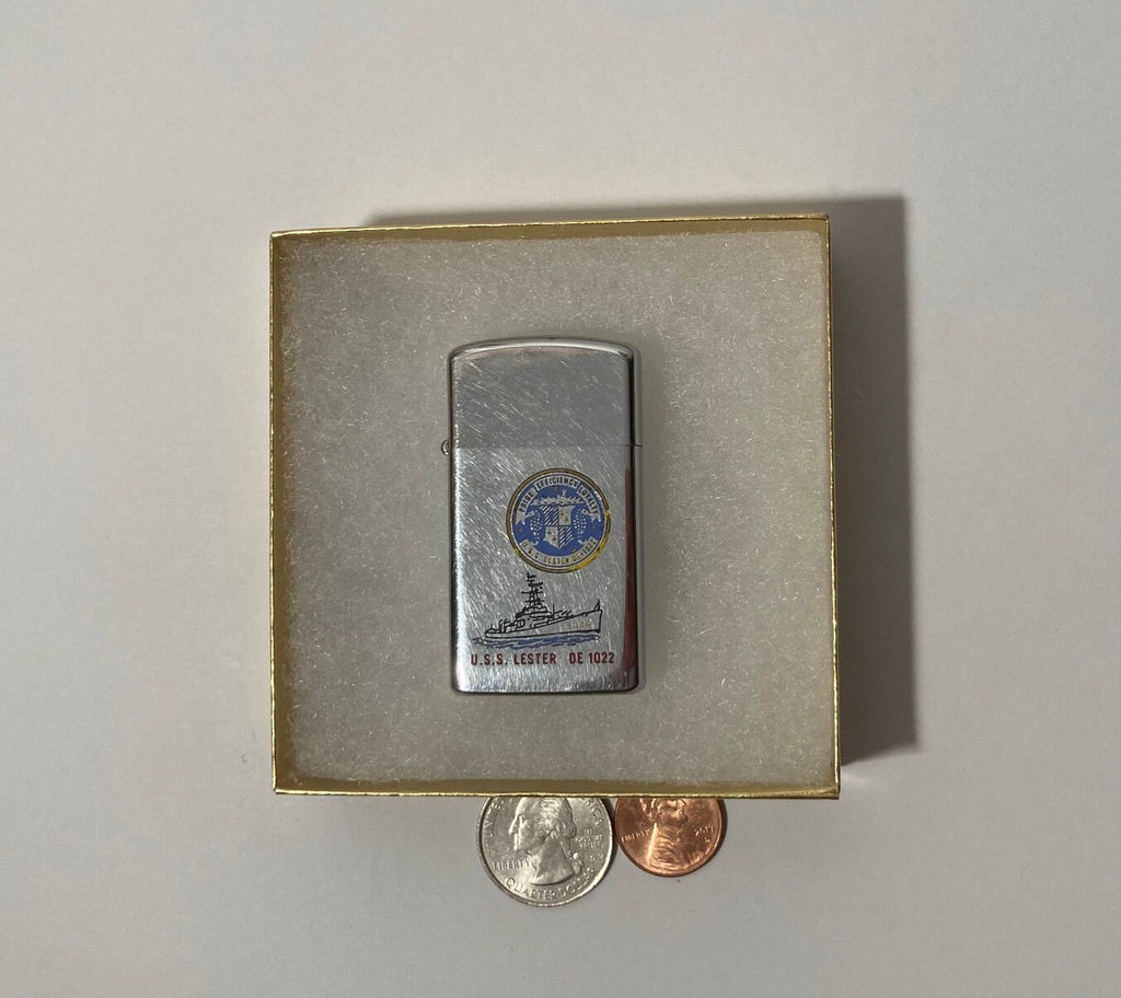 Vintage Metal Zippo, U.S.S. Lester DE-1022, Destroyer, Ship, Navy, Command