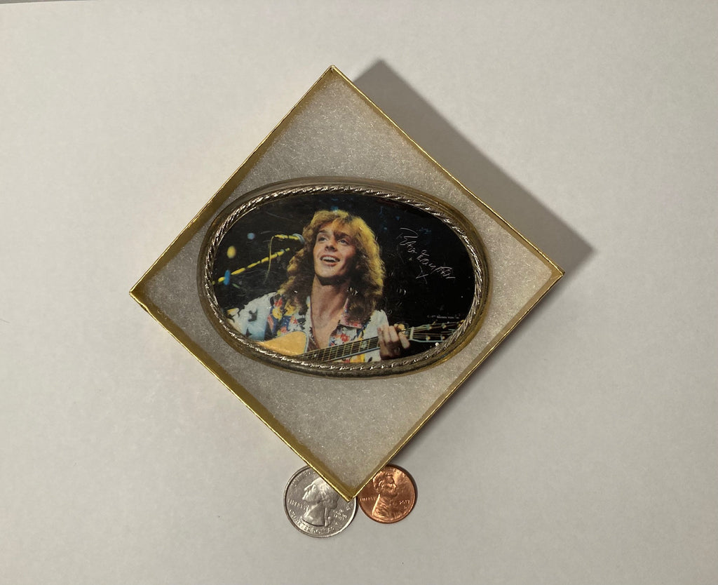 Vintage Metal Belt Buckle, Peter Frampton, Music, Rock and Roll, Nice Design, 3 1/2" x 2 1/2", Heavy Duty, Quality, Thick Metal