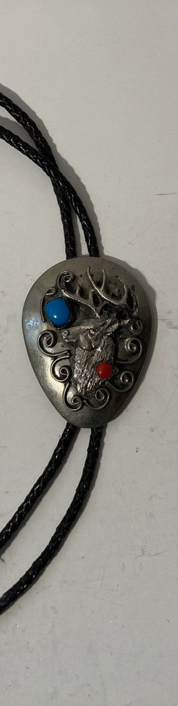 Vintage Metal Bolo Tie, Nice Buck, Deer, Whitetale, Nature, Wildlife, Hunting Design, Nice Western Design, 2 1/2" x 2", Quality