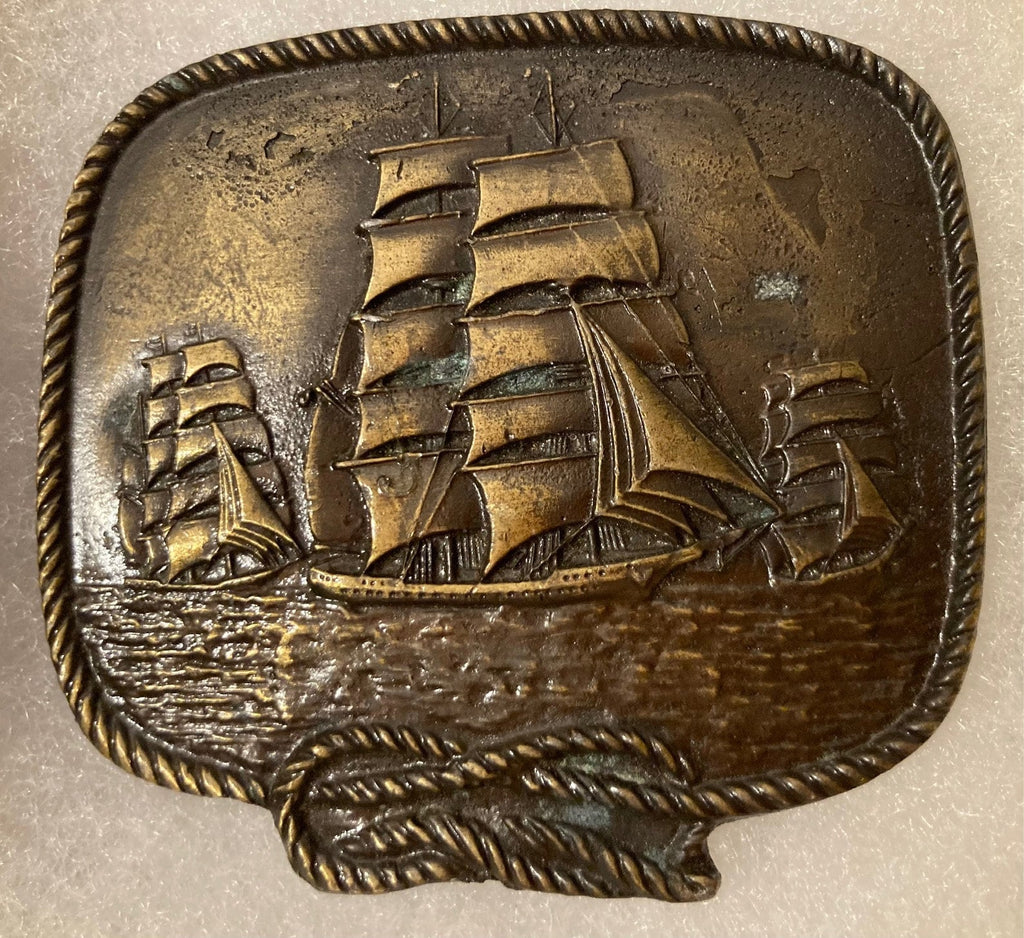 Vintage Metal Belt Buckle, Sailboat, Ship, Boat, Nautical, Nice Western Design, 2 3/4" x 2 1/2", Heavy Duty, Quality, Thick Metal