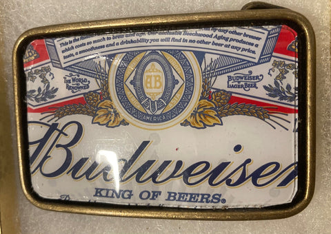 Vintage Metal Belt Buckle, Budweiser, King of Beers, Beer, Busch, Nice Design, 3" x 2", Heavy Duty, Quality, Thick Metal