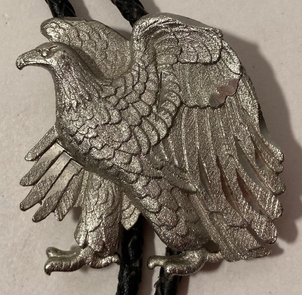 Vintage Metal Bolo Tie, Nice American Bald Eagle Design, Nice Western Design, 1 3/4" x 1 3/4", Quality, Heavy Duty, Country & Western