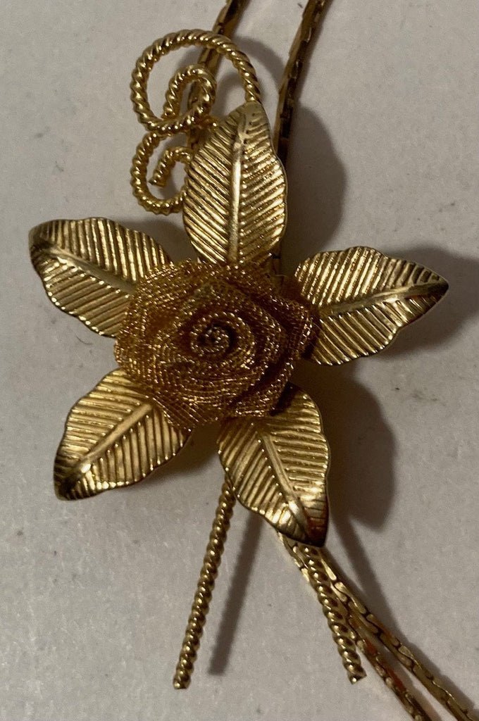 Vintage Metal Bolo Tie, Nice Brass Flower Design, Nice Western Design, 1 1/2" x 1 1/2", Quality, Heavy Duty, Country & Western, Cowboy