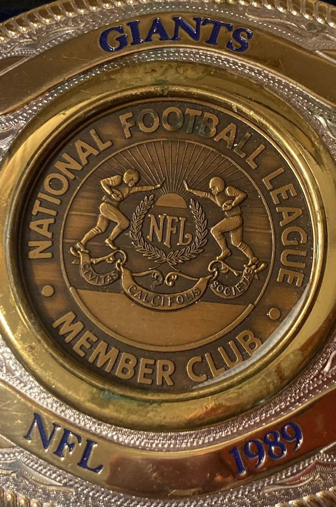 Vintage 1989 Metal Belt Buckle, Silver and Brass, Giants, NFL, Football, Member Club, Montana Silversmiths, Nice Design