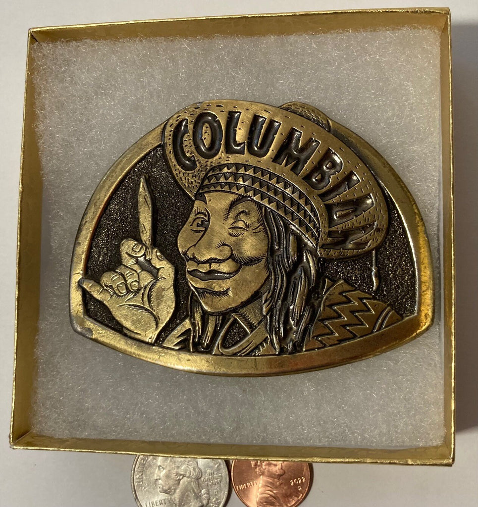 Vintage Metal Belt Buckle, Brass, Columbian, Pot, Weed, Smoke, Nice Western Design, 3" x 2 1/2", Heavy Duty, Quality, Thick Metal