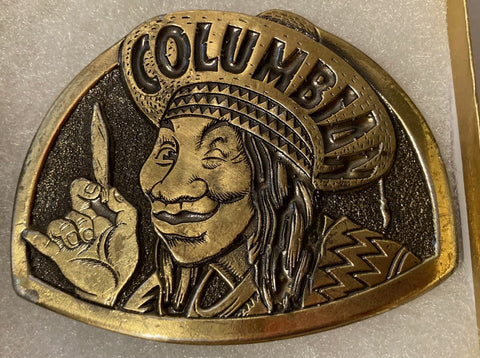 Vintage Metal Belt Buckle, Brass, Columbian, Pot, Weed, Smoke, Nice Western Design, 3" x 2 1/2", Heavy Duty, Quality, Thick Metal