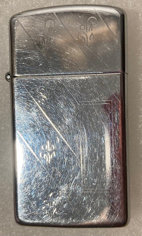 Vintage Metal Zippo, Nice Sideways Etched Lines on Front, Straight Up and Down on Back, Nice Design, Zippo, Made in USA, Cigarettes, More