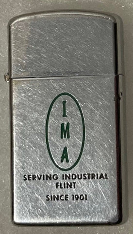 Vintage Metal Zippo Lighter, IMA, Serving Industrial Flint Since 1901, Flint, Michigan, Nice Design, Zippo, Made in USA