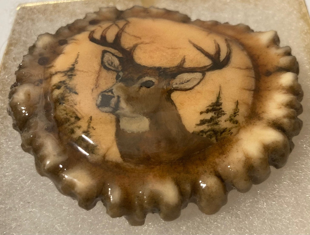 Vintage Metal Belt Buckle, Nice Big Fat Deer. Buck, Whitetail, Nature, Hunting, Wildlife, Nice Design, Signed, 3" x 2 1/2", Heavy Duty