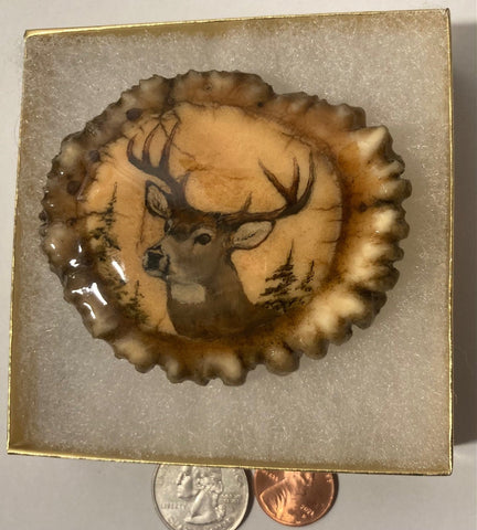 Vintage Metal Belt Buckle, Nice Big Fat Deer. Buck, Whitetail, Nature, Hunting, Wildlife, Nice Design, Signed, 3" x 2 1/2", Heavy Duty