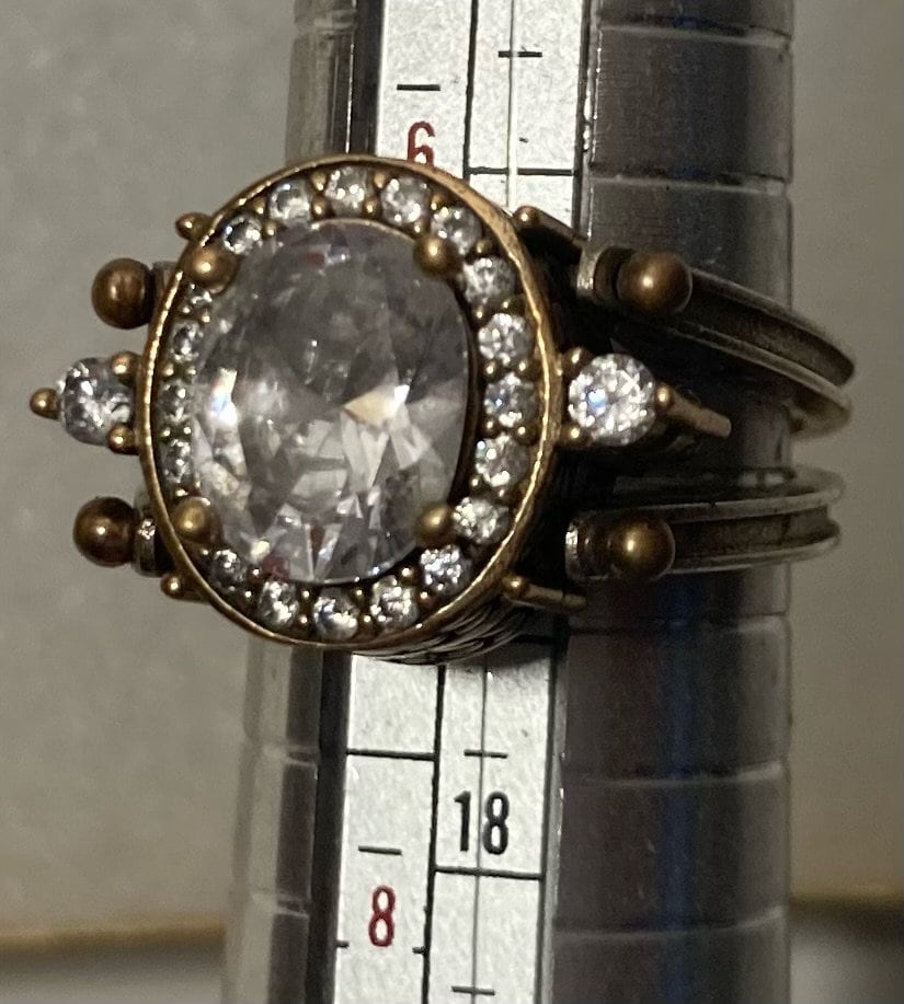 Vintage Sterling Silver Ring, Nice Unique Double Sided Stones Design, Pink, Clear, 2 Rings in One, Size 6 1/2, Nice Design, Quality